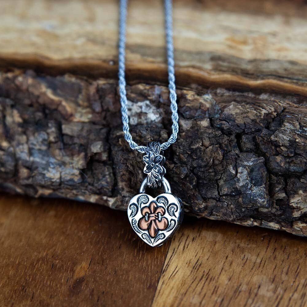 Black Fleur-de-Lis Heart Pendant Pendant Island by Koa Nani 