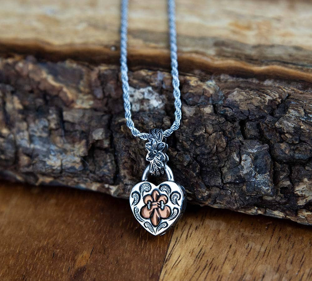 Black Fleur-de-Lis Heart Pendant Pendant Island by Koa Nani 