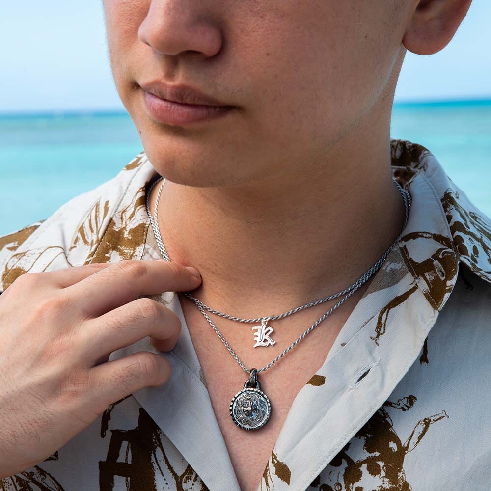 Black Victorian Medallion Pendant Island by Koa Nani 