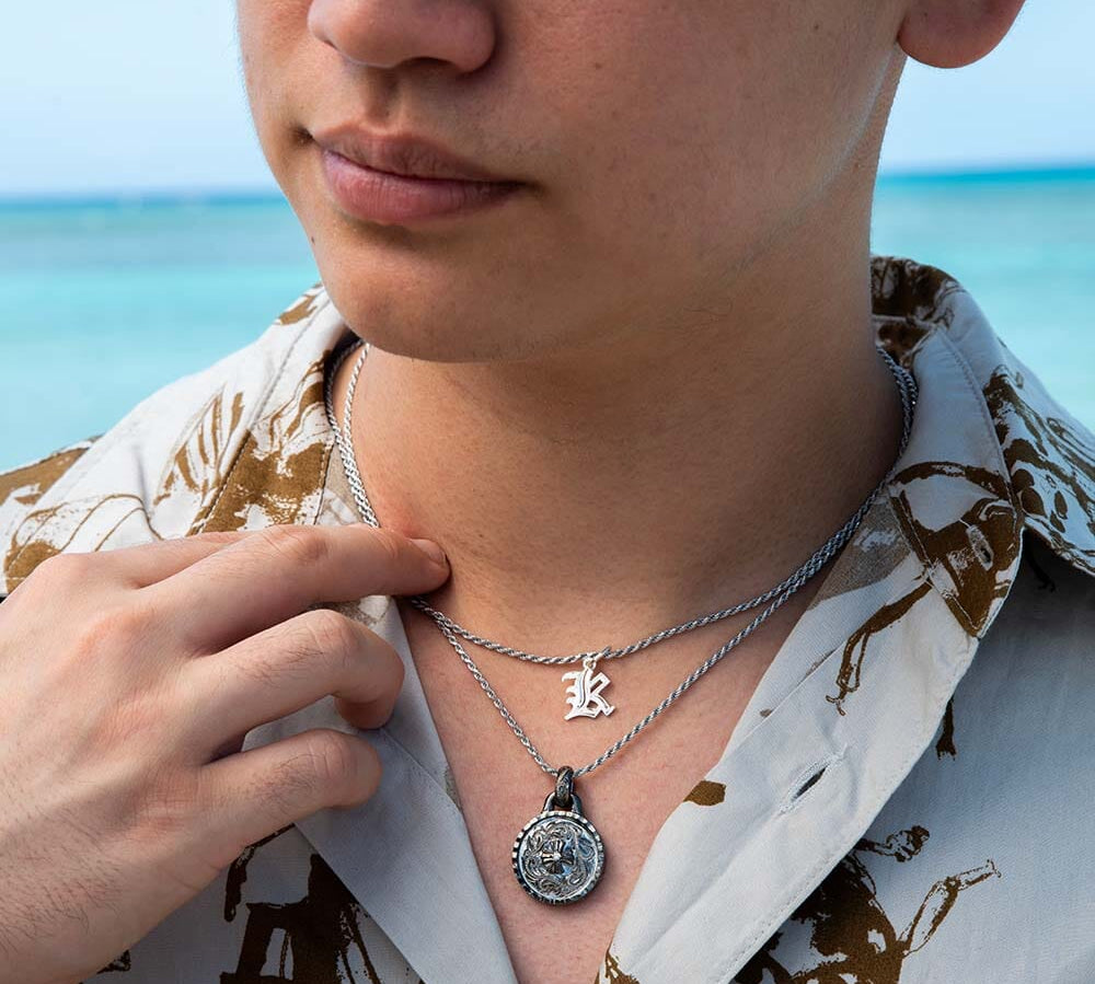 Black Victorian Medallion Pendant Island by Koa Nani 