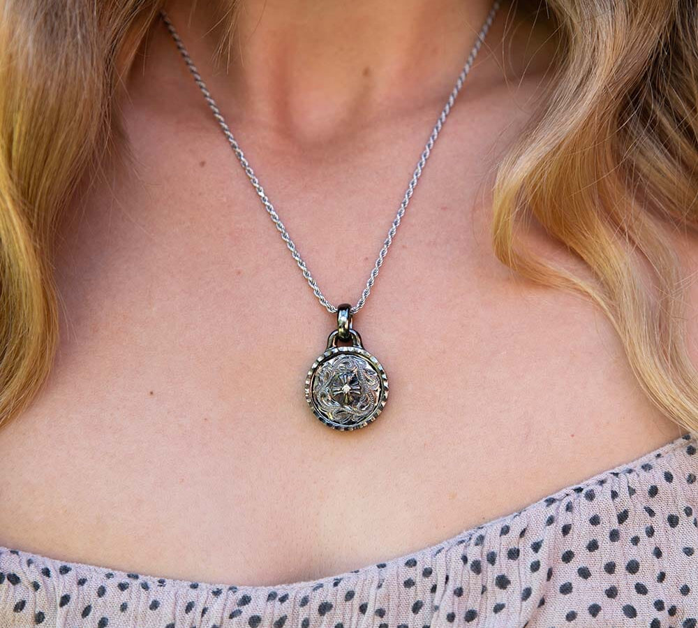 Black Victorian Medallion Pendant Island by Koa Nani 