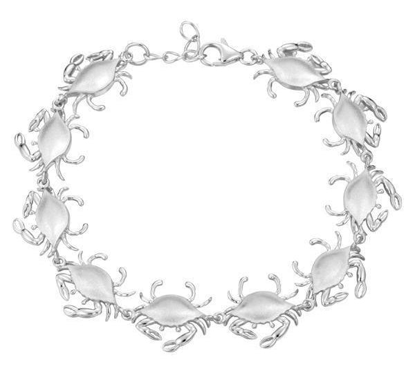 The picture shows a 925 sterling silver white gold-plated blue crab bracelet.