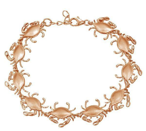 The picture shows a 925 sterling silver rose gold-plated blue crab bracelet.