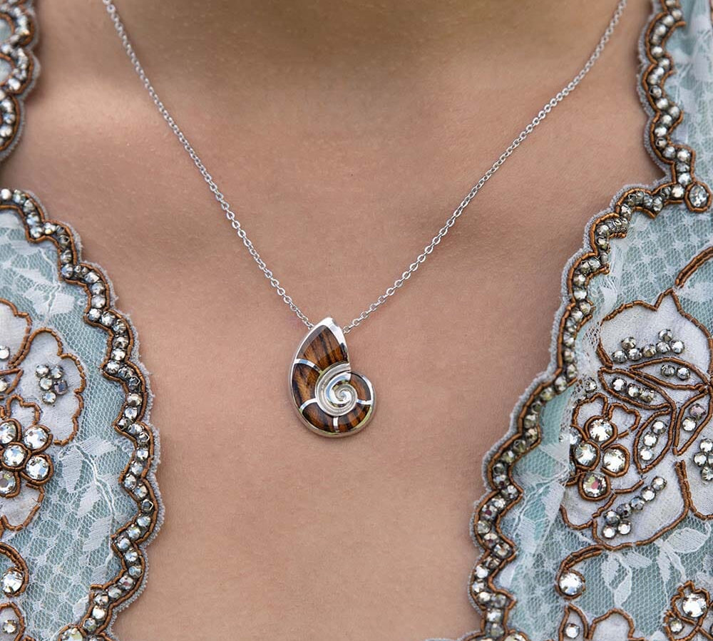 Bocote Nautilus Shell Pendant Pendant Island by Koa Nani 