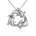 The picture shows a 925 sterling silver pendant featuring a circle of three dolphins with cubic zirconia.