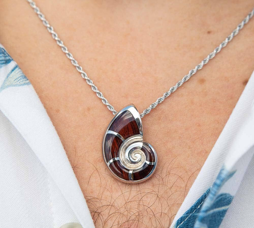 Cocobolo Nautilus Shell Pendant Pendant Island by Koa Nani 