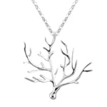 The picture shows a 925 sterling silver white gold vermeil coral pendant.