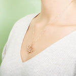 The picture shows a 925 sterling silver rose gold vermeil coral pendant.