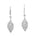 The picture shows a pair of 14K white gold diamond maile leaf hook earrings.