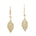 The picture shows a pair of 14K yellow gold diamond maile leaf hook earrings.
