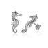 The picture shows a pair of 14K white gold seahorse stud earrings with diamonds.