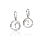 The picture shows a pair of 925 sterling silver drop of water lever-back earrings with topaz and aquamarine.