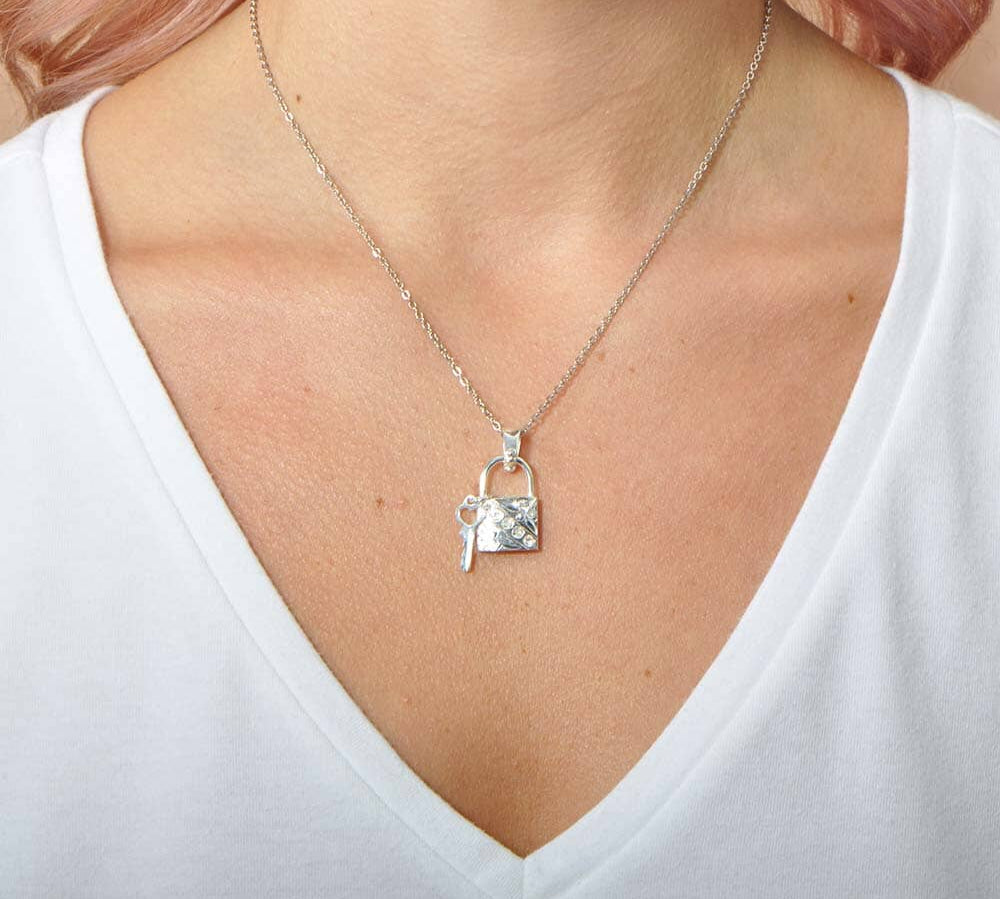 Engraved Lock & Key Pendant Pendant Island by Koa Nani 