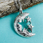 Engraved Moon & Star Pendant Pendant Island by Koa Nani 