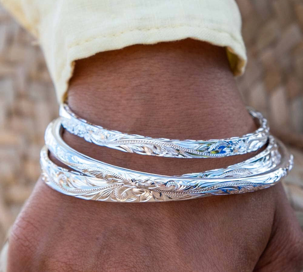 Engraved Plumeria Cuff Bangle Bangle Island by Koa Nani 