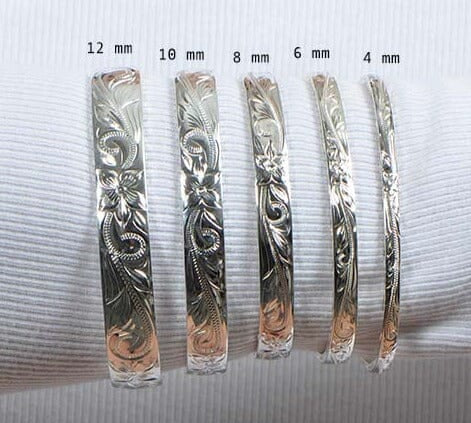 Engraved Plumeria Cuff Bangle Bangle Island by Koa Nani 12mm 