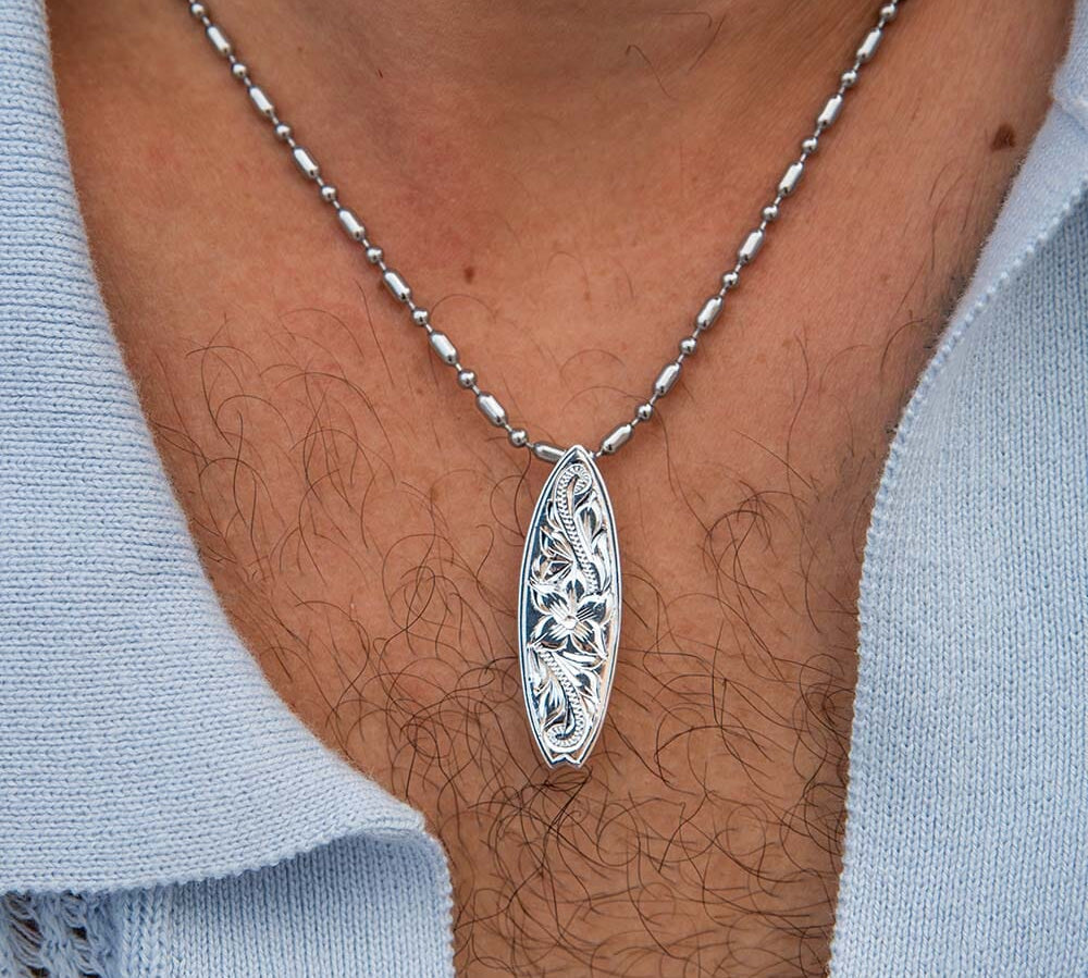 Engraved Surfboard Pendant Pendant Island by Koa Nani 