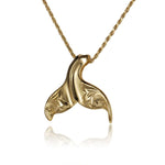 Engraved Whale Tail Pendant Pendant Island by Koa Nani Yellow Gold 