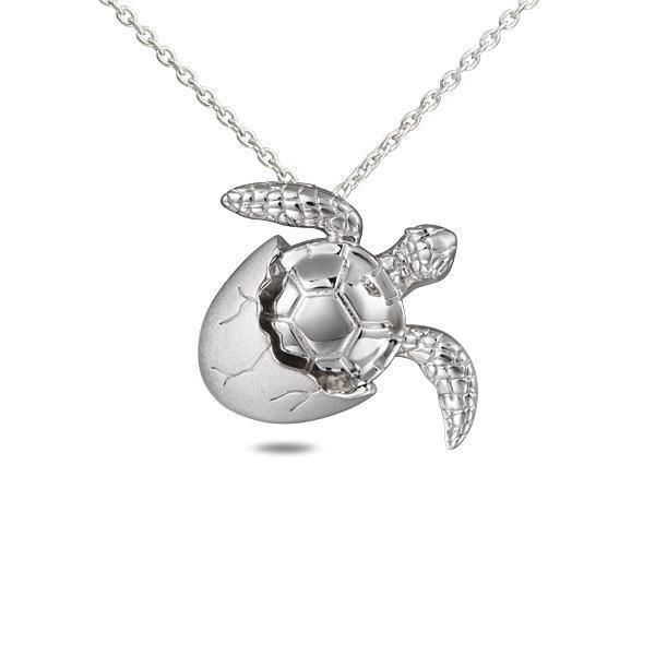 The picture shows a 925 sterling silver sea turtle hatchling pendant.