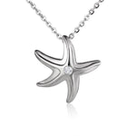 The picture shows a 925 sterling silver white gold vermeil starfish pendant with cubic zirconia.
