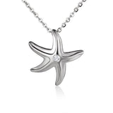 The picture shows a 925 sterling silver white gold vermeil starfish pendant with cubic zirconia.