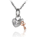 Heart & Key Charm Pendant Pendant Island by Koa Nani Two-Tone Silver Heart 