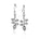 In this photo there is a pair of 14k white gold heliconia flower hook earrings.