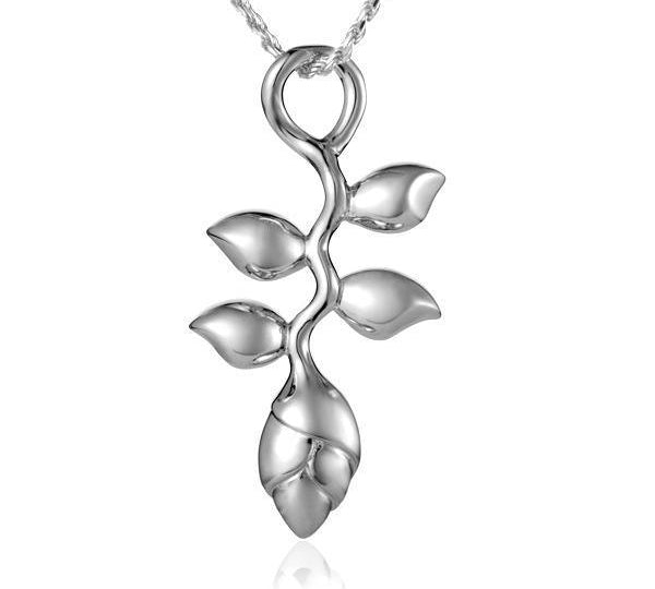 This picture shows a sterling silver heliconia pendant.