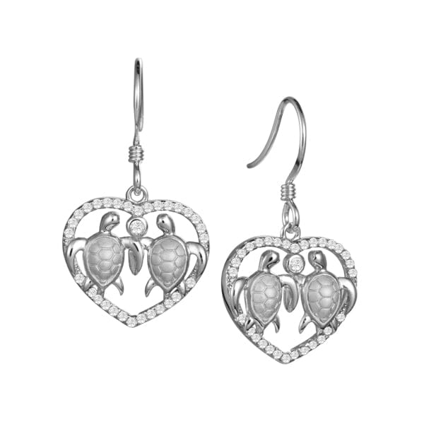 Honu Aloha Heart Earrings Earrings Island by Koa Nani White Gold 