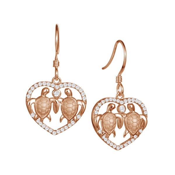 Honu Aloha Heart Earrings Earrings Island by Koa Nani Rose Gold 