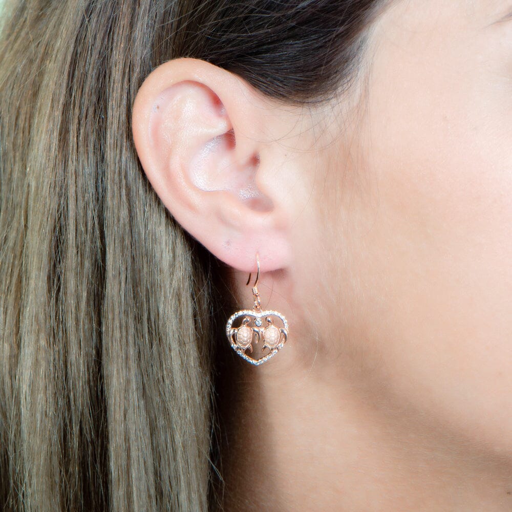 Honu Aloha Heart Earrings Earrings Island by Koa Nani 