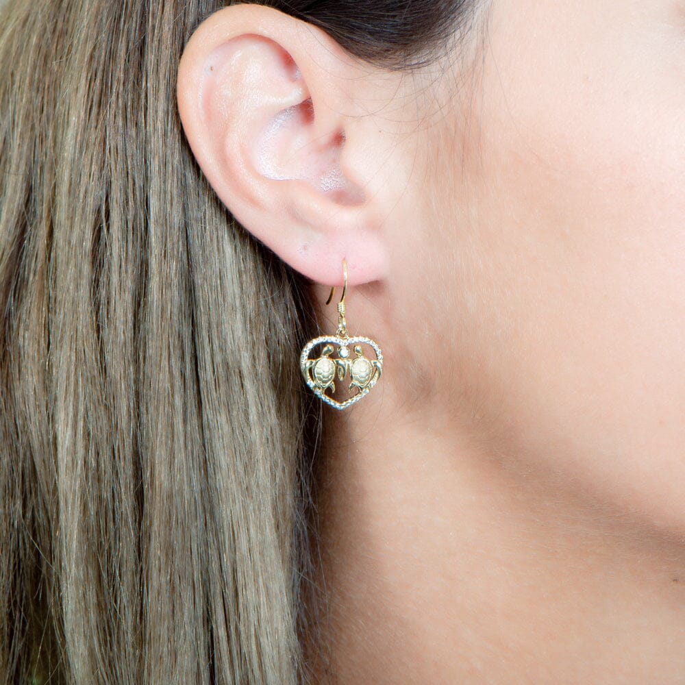 Honu Aloha Heart Earrings Earrings Island by Koa Nani 