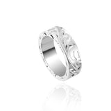 The picture shows a 925 sterling silver matching sea turtle 6mm ring with hand engravings.