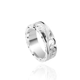 The picture shows a 925 sterling silver matching sea turtle 6mm ring with hand engravings.