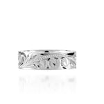 The picture shows a 925 sterling silver matching sea turtle 6mm ring with hand engravings.