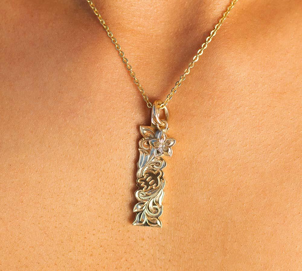 Honu Scroll Bar Pendant Pendant Island by Koa Nani 
