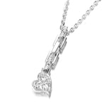 The picture shows a 925 sterling silver heart pendant with hand-engraved designs including a plumeria paired with diamonds.