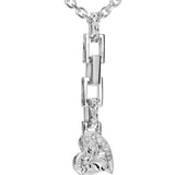 The picture shows a 925 sterling silver heart pendant with hand-engraved designs including a plumeria paired with topaz.