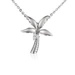 The picture shows a small 925 sterling silver king palm tree pendant.