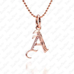 The picture shows a 14K rose gold Koa Nani A initial pendant.