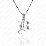 The picture shows a 14K white gold Koa Nani B initial pendant.