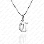 The picture shows a 14K white gold Koa Nani C initial pendant.