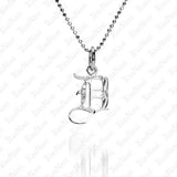 The picture shows a 14K white gold Koa Nani D initial pendant.