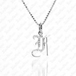 The picture shows a 14K white gold Koa Nani F initial pendant.
