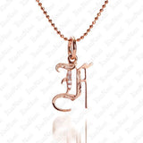 The picture shows a 14K rose gold Koa Nani F initial pendant.