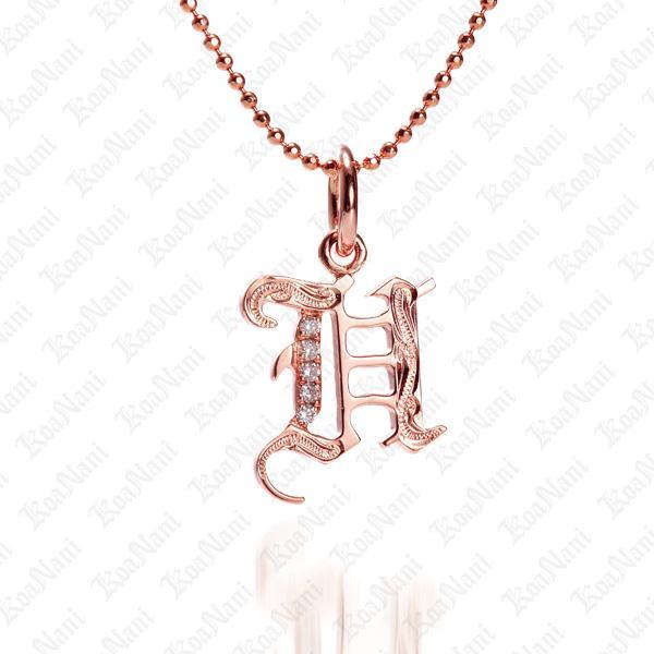 The picture shows a 14K rose gold Koa Nani H initial pendant.