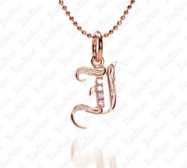 The picture shows a 14K rose gold Koa Nani I initial pendant.