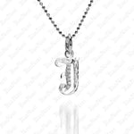 The picture shows a 14K white gold Koa Nani J initial pendant.