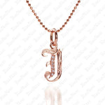 The picture shows a 14K rose gold Koa Nani J initial pendant.