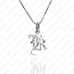The picture shows a 14K white gold Koa Nani K initial pendant.